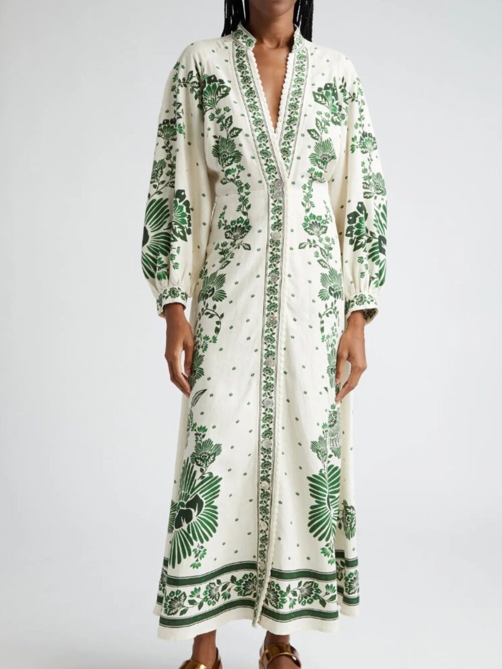 NWOT FARM Rio Forest Soul Maxi Dress with Green Floral Print